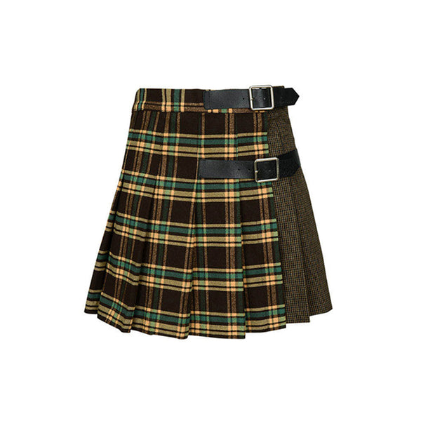Kandini 2023FW Mixed Check Pleats Skirt