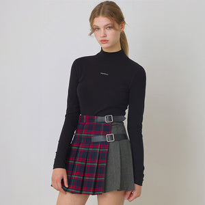Kandini 2023FW Mixed Check Pleats Skirt
