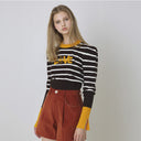 Kandini Striped Knit With Puff Sleeve