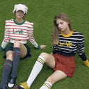 Kandini 2023FW Striped Knit With Puff Sleeve