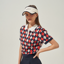 Kandini Women Argyle Jacquard V-Neck Top