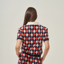 Kandini Women Argyle Jacquard V-Neck Top