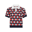 Kandini Women Argyle Jacquard V-Neck Top