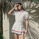 Kandini Women Colorblock Polo shirts with Puff sleeve