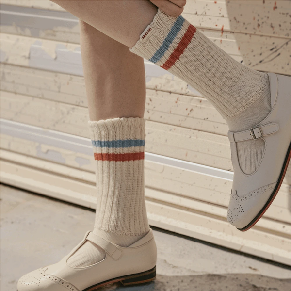 Kandini Women  Ribbed Stripe Crew Socks