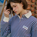 Kandini Women Ribbed Stripe Polo Top
