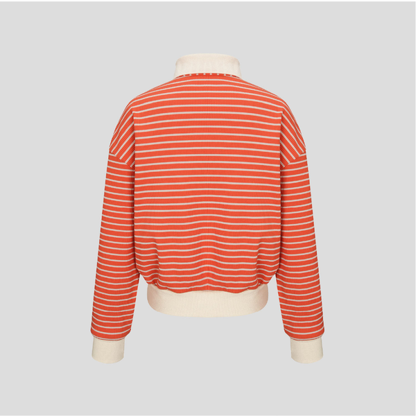 Kandini Women Ribbed Stripe Polo Top