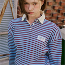 Kandini Women Ribbed Stripe Polo Top