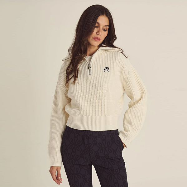 MALBON GOLF WOMEN ANAIS QUARTER ZIP KNIT SWEATER