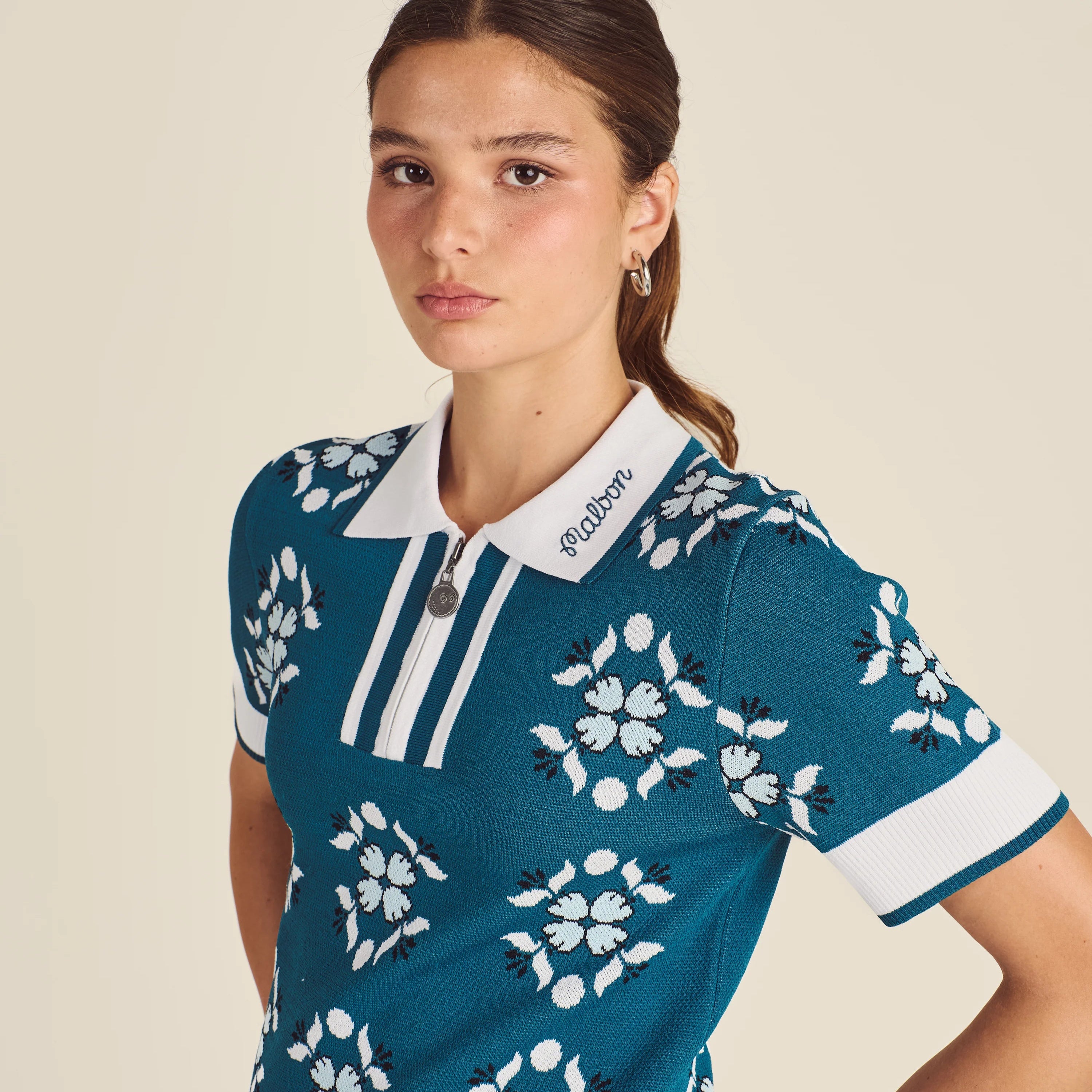 Malbon Golf レディース上下セット ゴルフウェア 夏用 軽量 速乾素材 Malbon Golf Women Lucia Quarter Zip Polo | Greentee Golf Shop