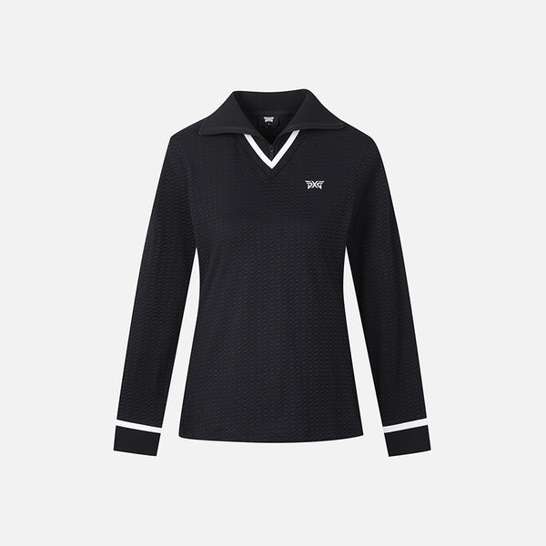 PXG KOREA 2024FW WOMEN KNIT COLLAR HALF ZIP-UP T-SHIRTS