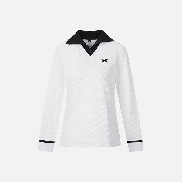PXG KOREA 2024FW WOMEN KNIT COLLAR HALF ZIP-UP T-SHIRTS