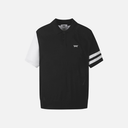 PXG KOREA MEN COLOR BLOCKED KNIT HYBRID COLLAR SHORT-SLEEVE