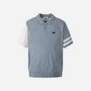 PXG KOREA MEN COLOR BLOCKED KNIT HYBRID COLLAR SHORT-SLEEVE