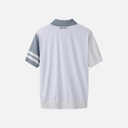 PXG KOREA MEN COLOR BLOCKED KNIT HYBRID COLLAR SHORT-SLEEVE