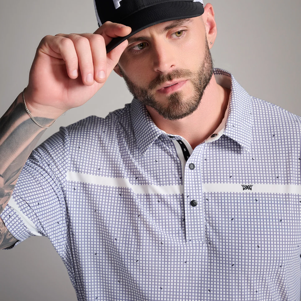 PXG USA Comfort Fit Basket Weave Print Polo