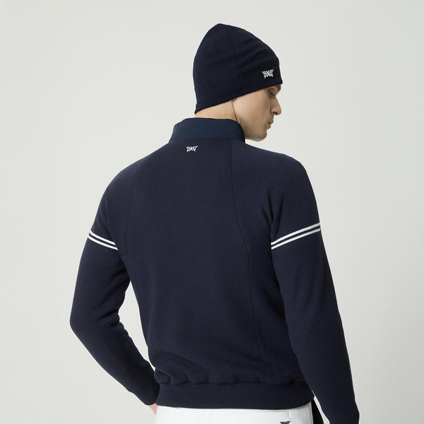 PXG KOREA MEN WINTER LINE POINT HYBRID DOWN SWEATER CARDIGAN