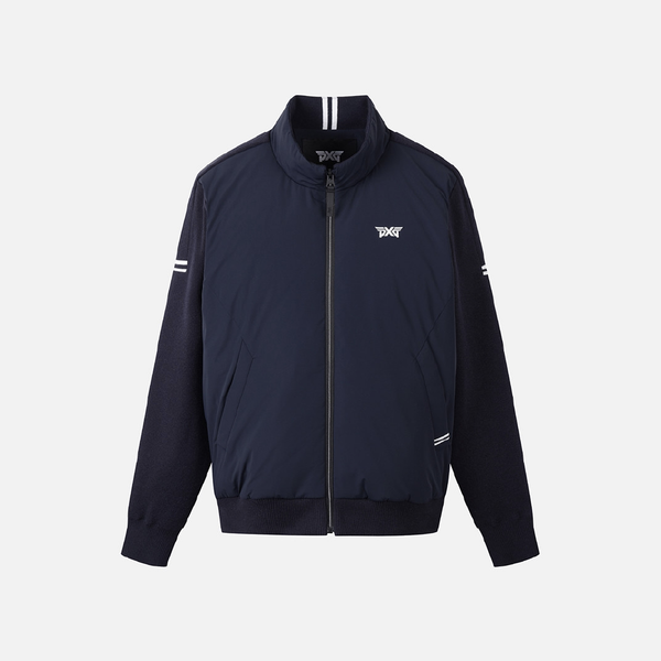 PXG KOREA MEN WINTER LINE POINT HYBRID DOWN SWEATER CARDIGAN