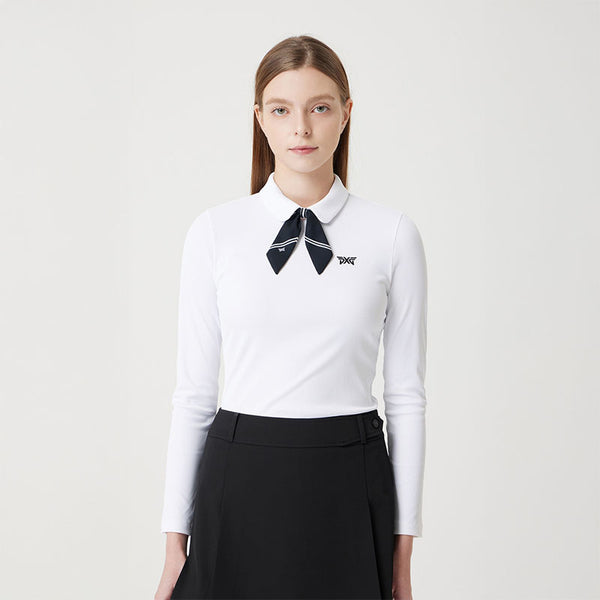 PXG KOREA WOMEN SCARF COLLAR LONG-SLEEVE