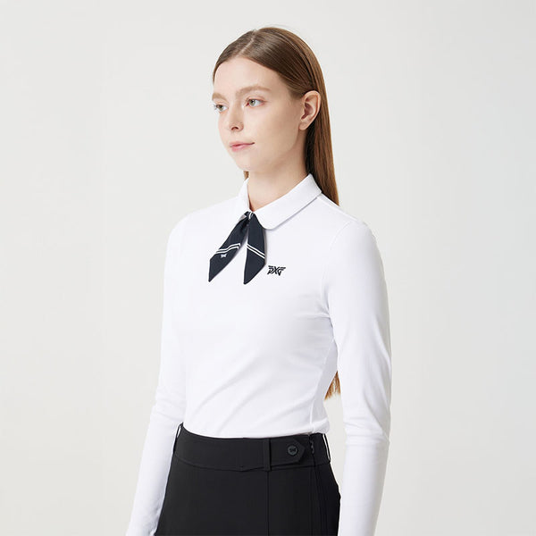 PXG KOREA WOMEN SCARF COLLAR LONG-SLEEVE