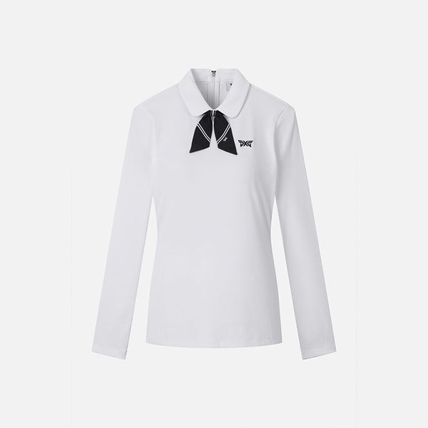 PXG KOREA WOMEN SCARF COLLAR LONG-SLEEVE
