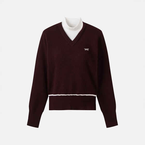 PXG KOREA Women Winter Windprood Color Point Sweater