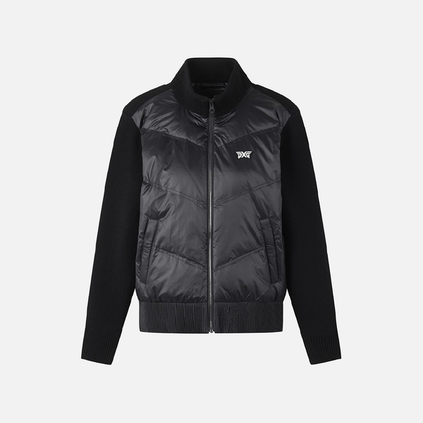 PXG KOREA WOMEN WINTER KNIT HYBRID HIGH NECK DOWN CARDIGAN