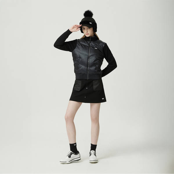 PXG KOREA WOMEN WINTER KNIT HYBRID HIGH NECK DOWN CARDIGAN