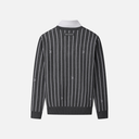 PXG Korea Men Stripe Pattern Collar-Layered Sweater