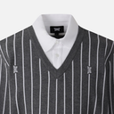 PXG Korea Men Stripe Pattern Collar-Layered Sweater