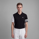 PXG KOREA MEN COLOR BLOCKED KNIT HYBRID COLLAR SHORT-SLEEVE