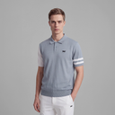 PXG KOREA MEN COLOR BLOCKED KNIT HYBRID COLLAR SHORT-SLEEVE
