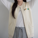 Piv'vee Women Embroidery Zip-Up Sweat Vest