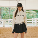 Piv'vee Women Logo Jacquard Knit Zip-Up Cardigan