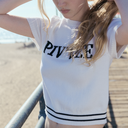 Piv'vee Women Short Sleeve Logo Jacquard Knit