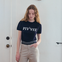 Piv'vee Women Short Sleeve Logo Jacquard Knit