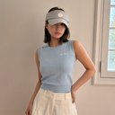 Piv'vee Women Giant smiley sleeveless knit top