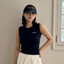 Piv'vee Women Giant smiley sleeveless knit top