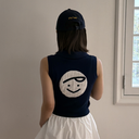 Piv'vee Women Giant smiley sleeveless knit top