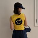 Piv'vee Women Giant smiley sleeveless knit top