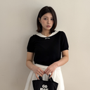 Piv'vee Women Giant smiley sailor short sleeve knit top