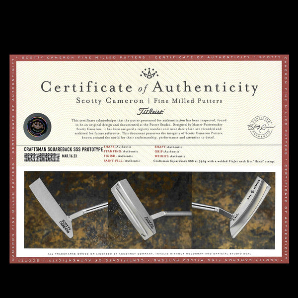 Prototype de col jet soudé Scotty Cameron Craftsman Squareback SSS 