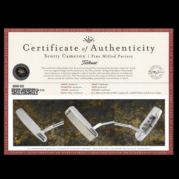 Scotty Cameron Masterful 009M SSS Welded Flojet Neck Prototype