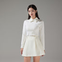 Fairliar Women Pearl Point Collar Tshirt