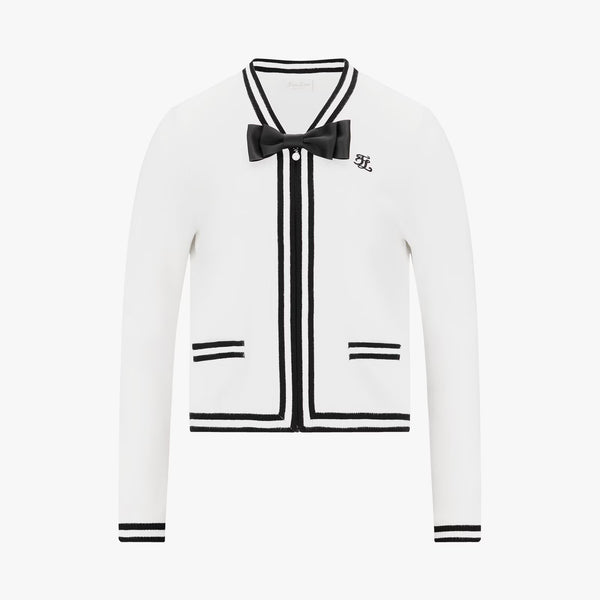 Fairliar Women Ribbon Zip-up Cardigan