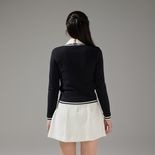 Fairliar Women Ribbon Zip-up Cardigan