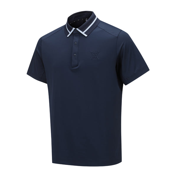 ANEW GOLF MEN MESH BLOCK KNIT COLLAR SHOT T-SHIRT