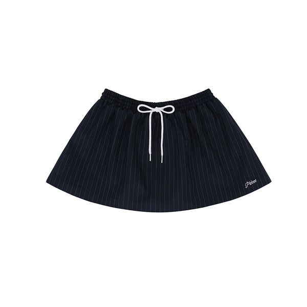 Piv'vee Pinstripe Drawstring Mini Skirt