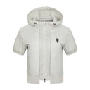 AmazingCre Women Air Circult Tech Mesh Accordio Short Sleeve Jacket