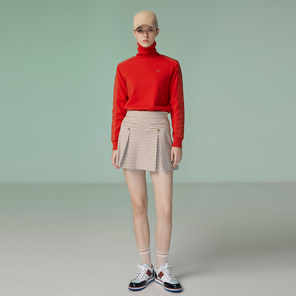 Houndstooth pleated mini skirt hot sale